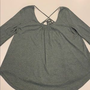 She & Sky Army Green Long-Sleeved Blouse